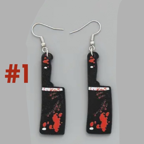 Earrings, Bloody Knives #1, NIP, Horror Movie Night Accessory - Picture 4 of 8